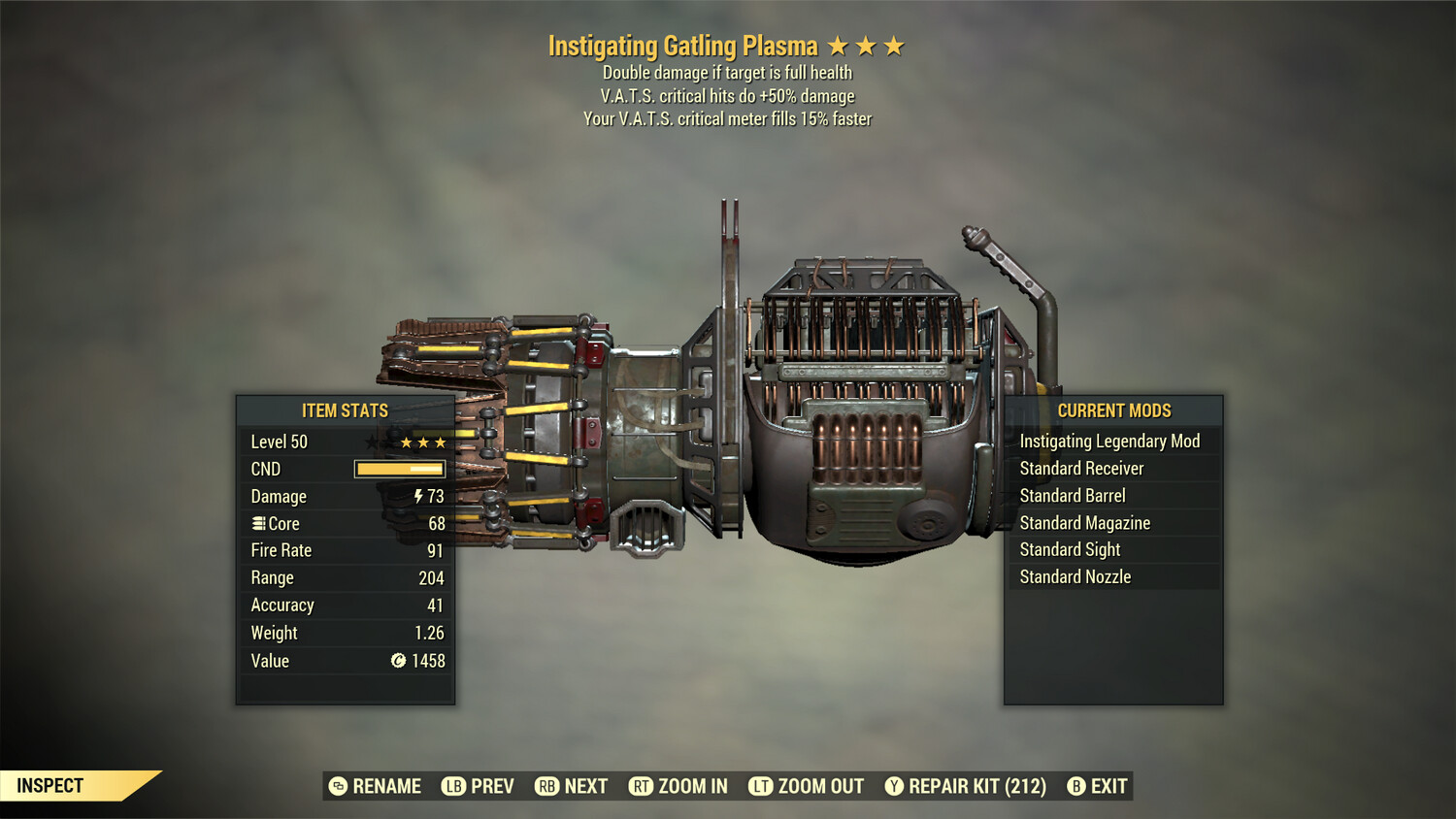 Instigating 50/15 Gatling Plasma