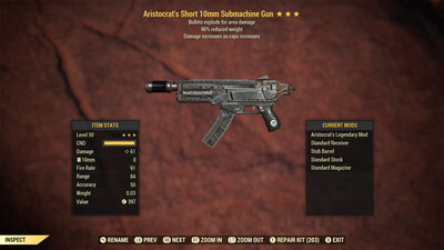 Aristocrat Explosive 90 10mm Submachine Gun