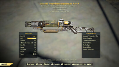 Assassins 25/25 Non Ultracite Laser Rifle