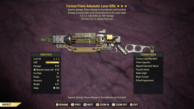 Furious 50/25 Non Ultracite Laser Rifle