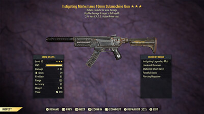 Instigating Explosive 25 10mm Submachine Gun