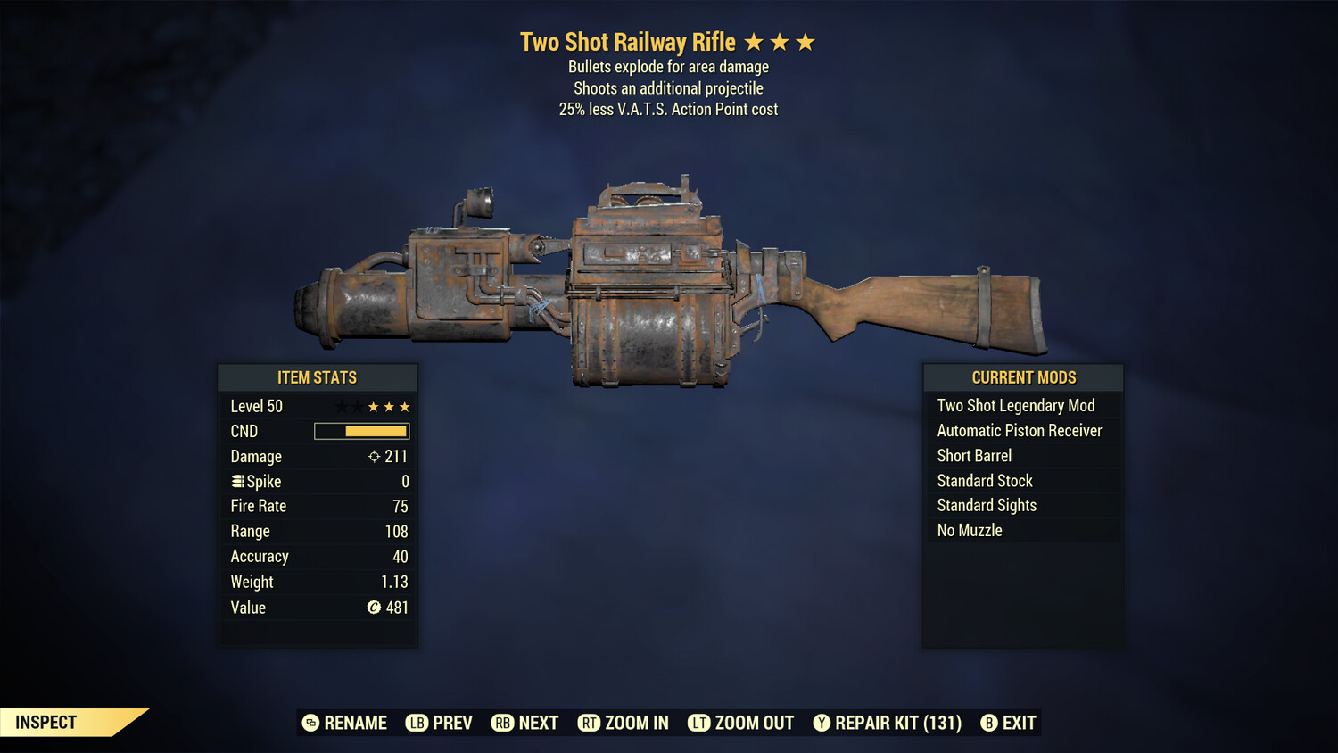 Two Shot Explosive 25 Railway Rifle