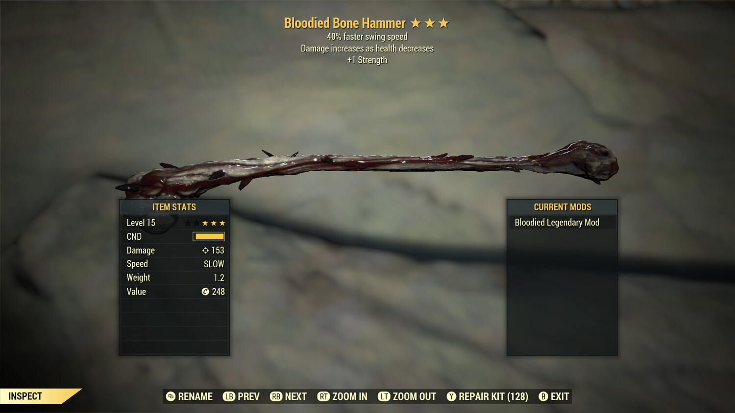 Bloodied 1S/SS Bone Club