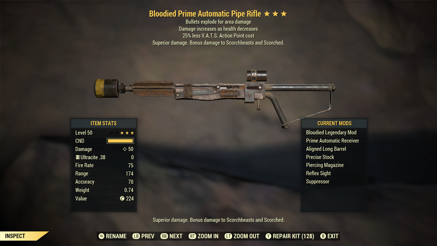 Bloodied Explosive 25 Pipe Rifle