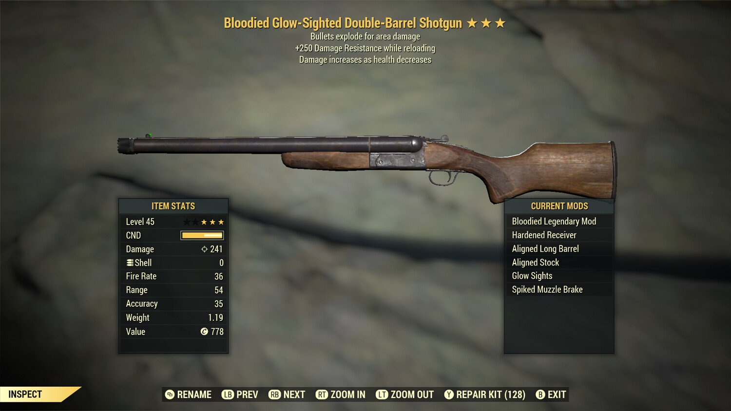 Bloodied Explosive 250 Double Barrel Shotgun