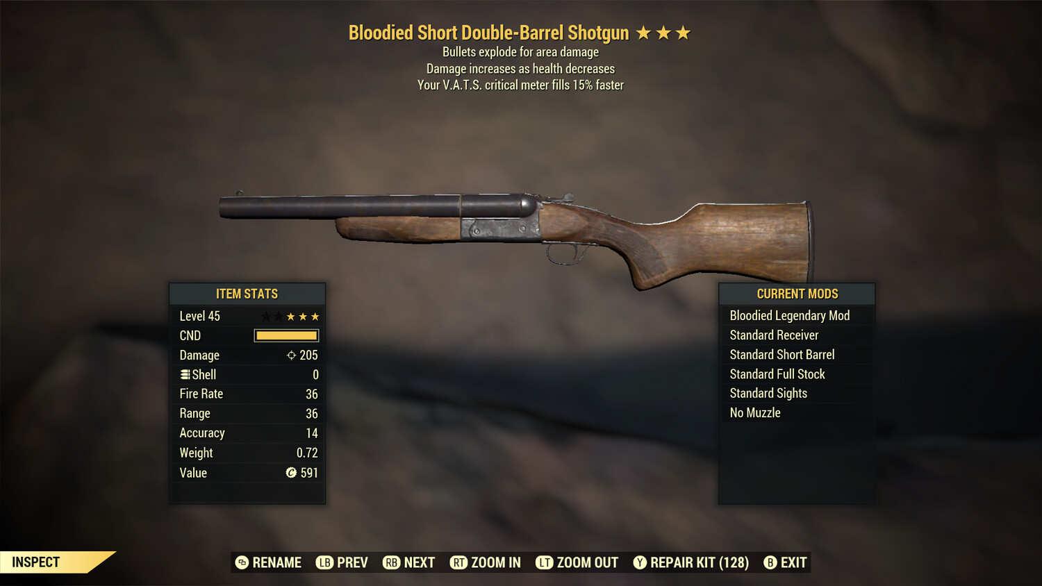 Bloodied Explosive 15 Double Barrel Shotgun