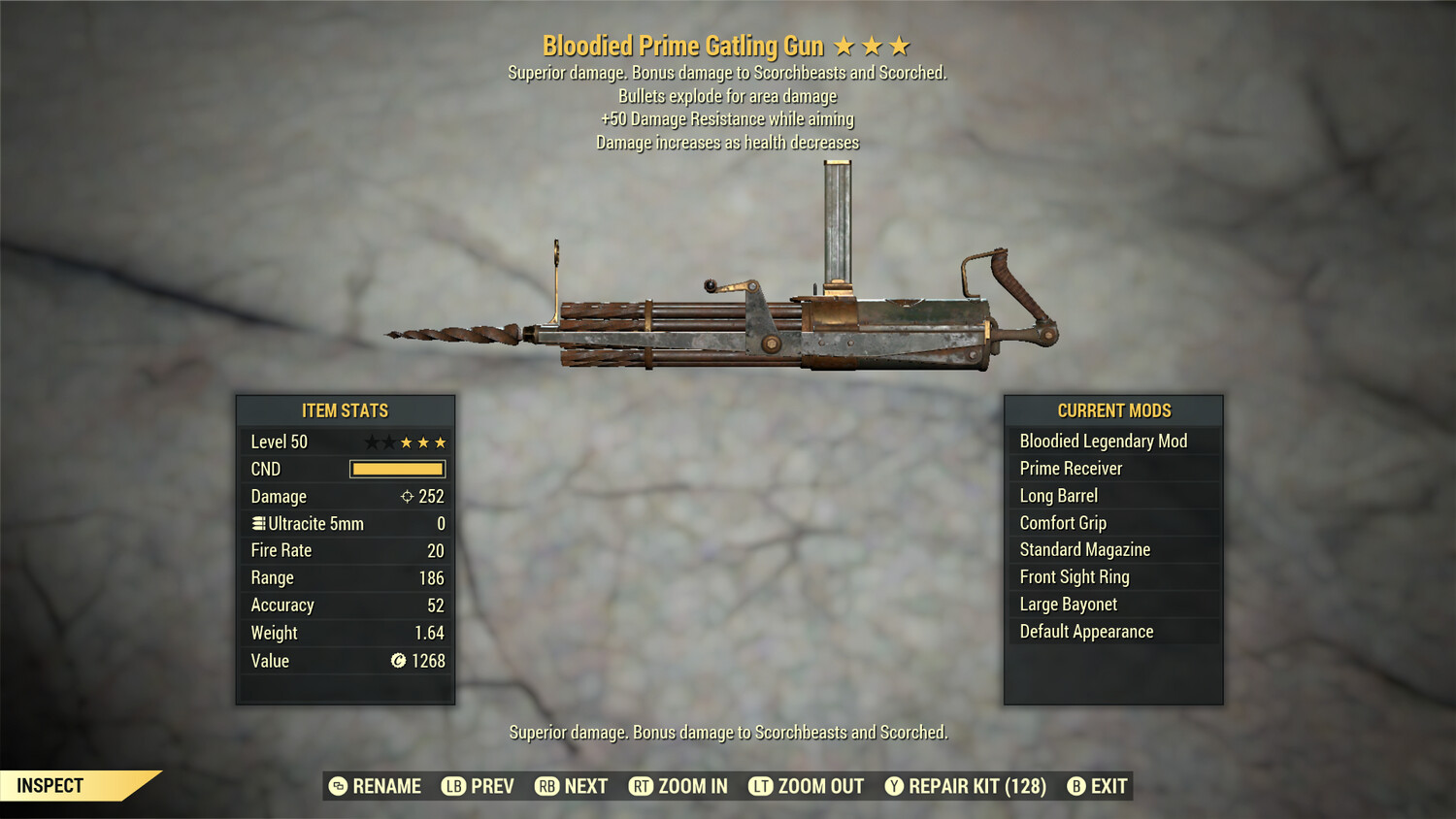 Bloodied Explosive 50 Gatling Gun