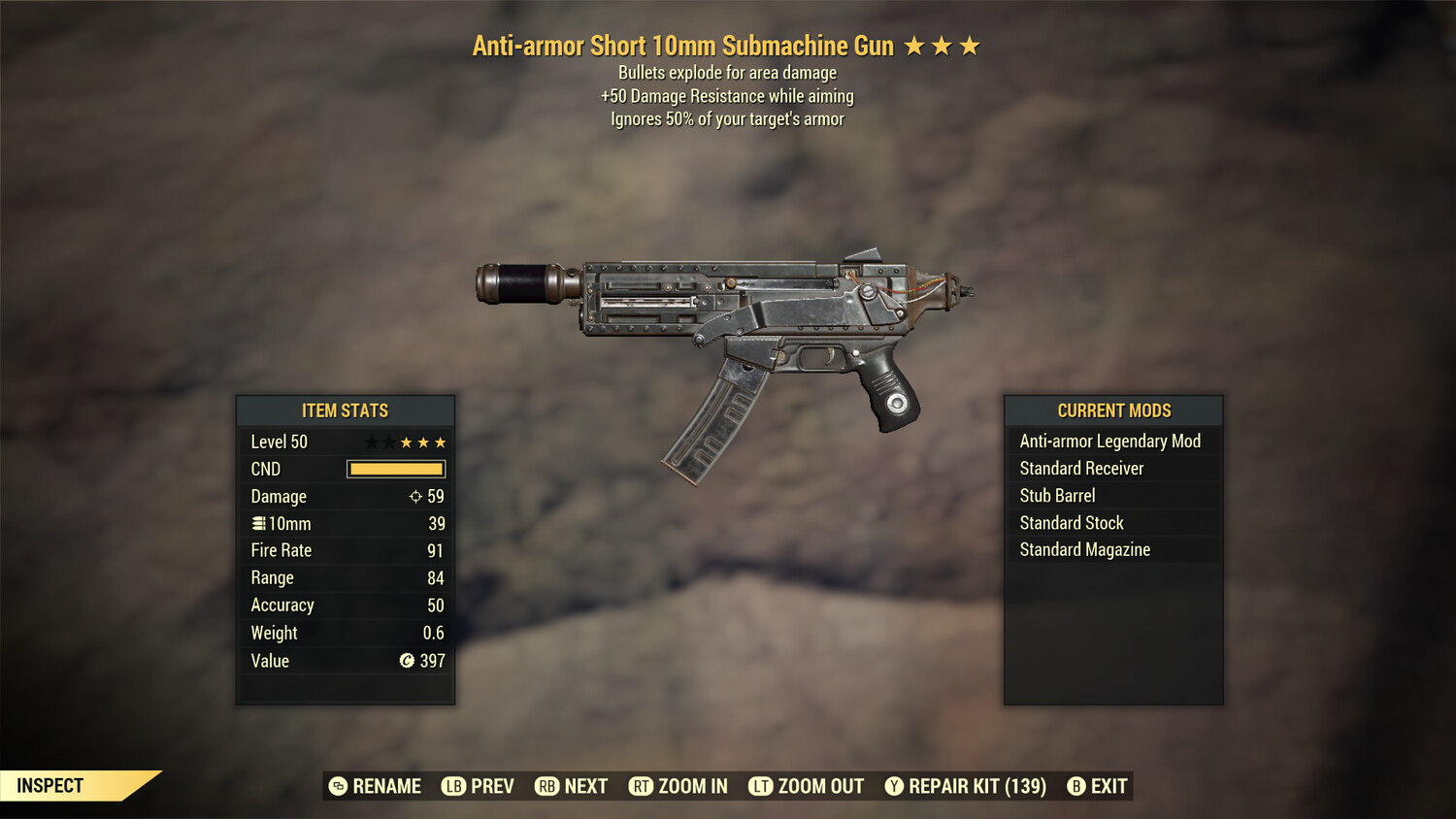 Anti Armor Explosive 50 10mm Submachine Gun