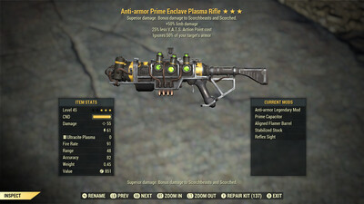 Anti Armor 50L/25 Enclave Plasma Rifle With Flamer Mod