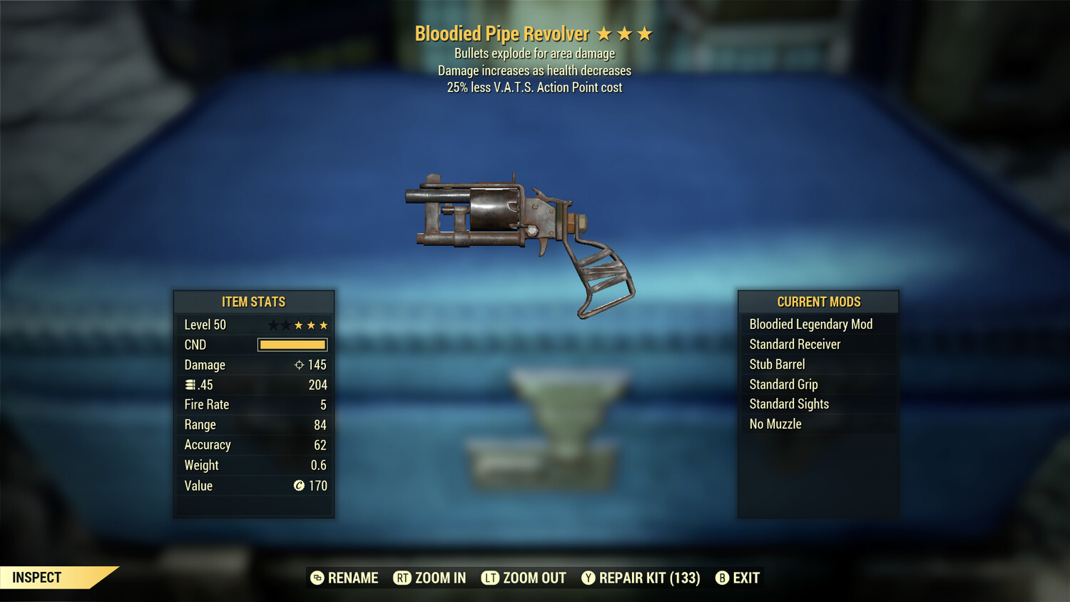 Bloodied Explosive 25 Revolver Pipe Pistol/Rifle