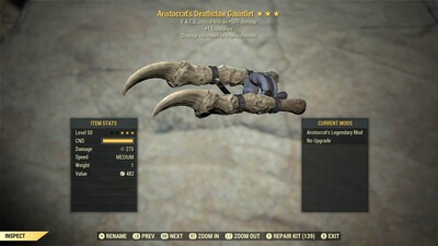 Aristocrat 50/1E Deathclaw Gauntlet