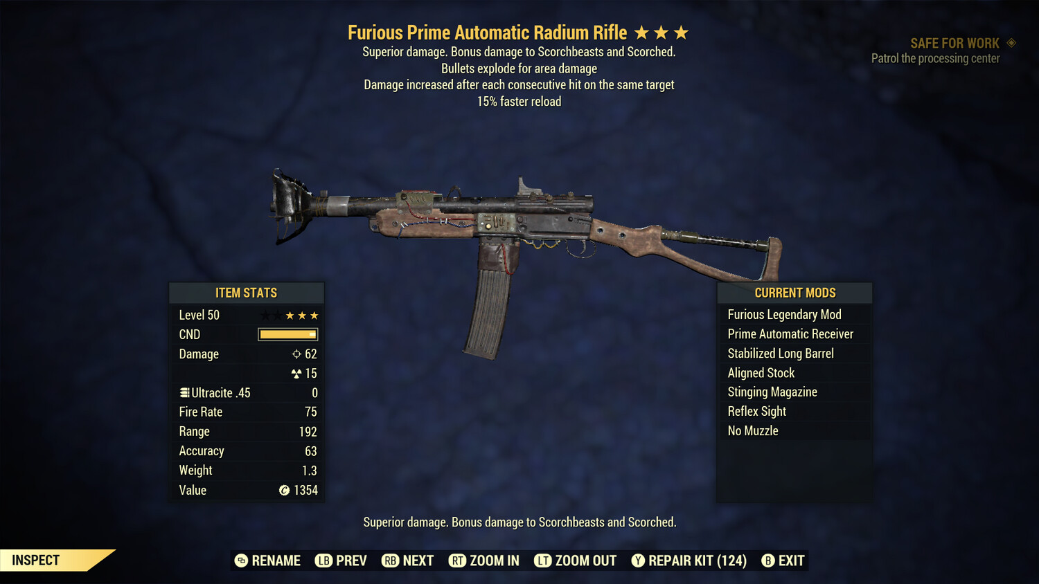 Legacy Furious Explosive 15 Radium Rifle