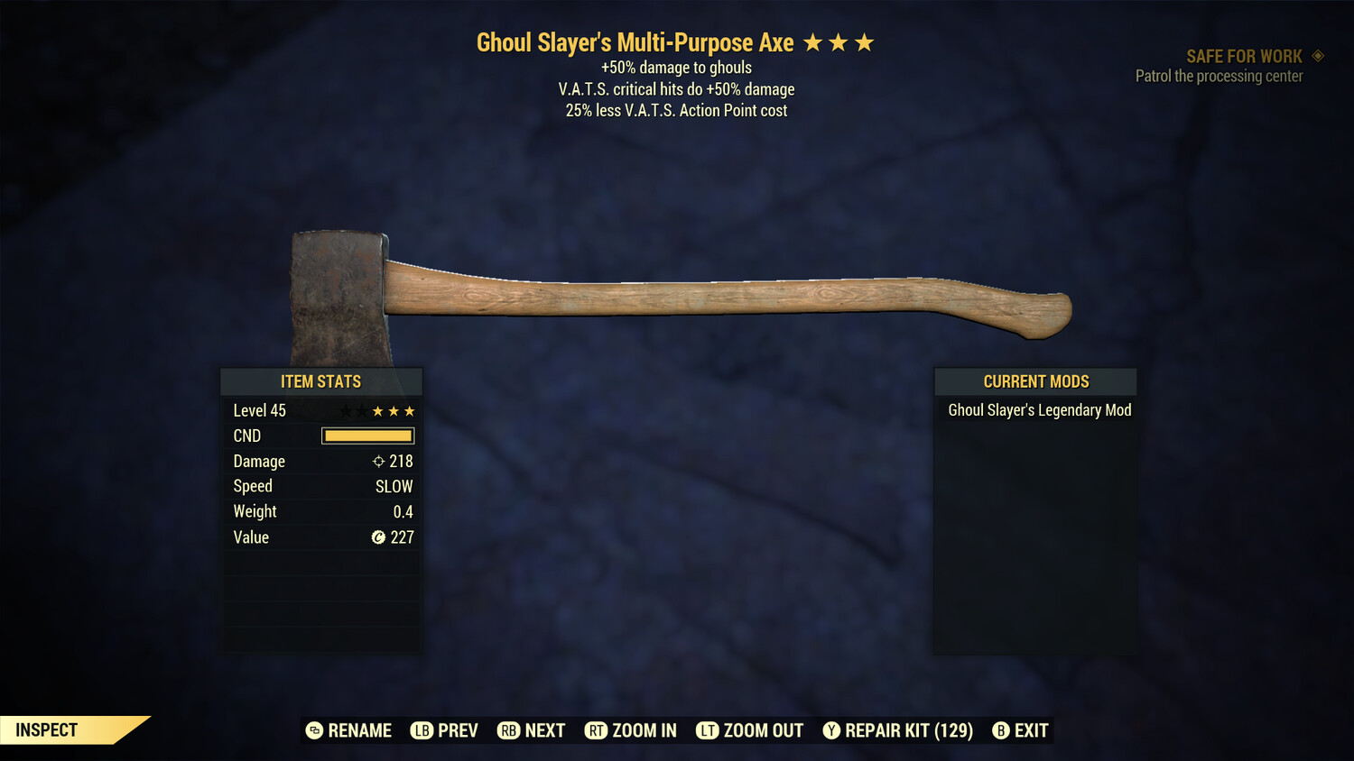Ghoul Slayer 50/25 Axe