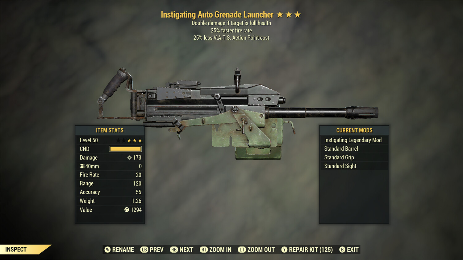 Instigating 25/25 Auto Grenade Launcher