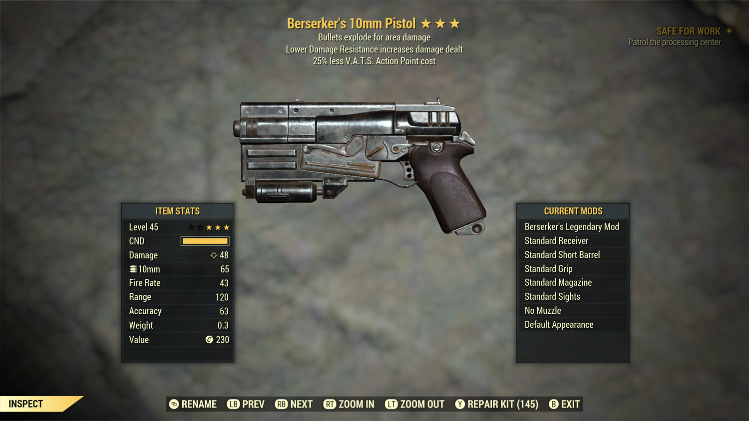 Berserkers Explosive 25 10mm Pistol