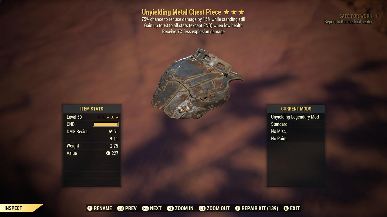 Unyielding Explo/Sentinel Metal C
