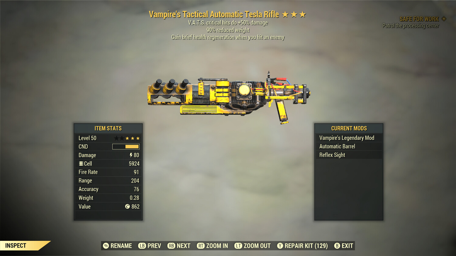 Vampire 50/90 Tesla Rifle