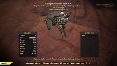 BASH/90 Assaultron Head ( No Primary Perk… Extremely Rare Error Item)