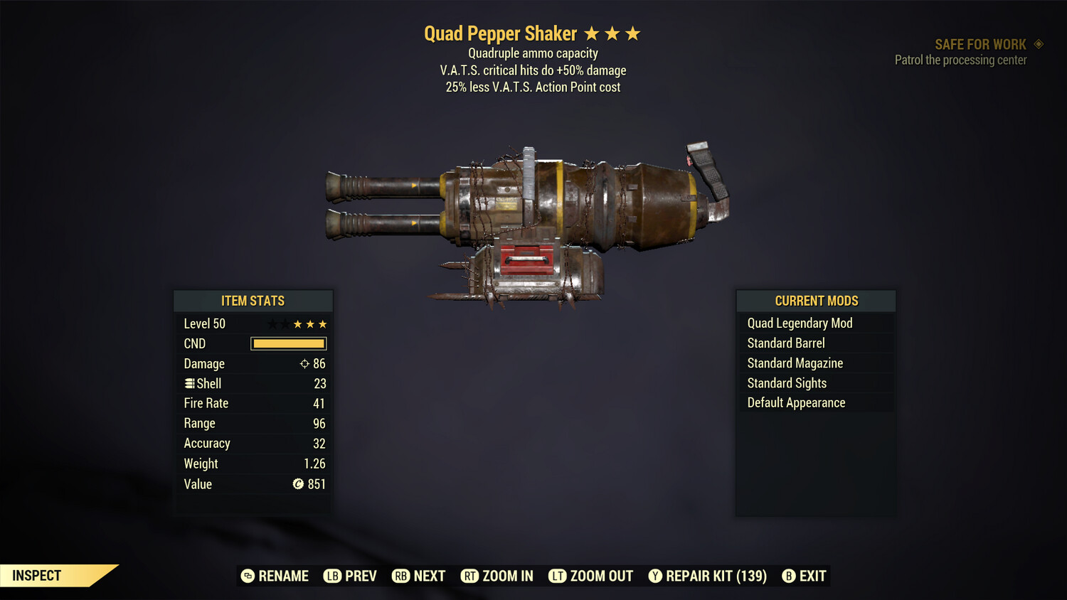 Quad 50/25 Pepper Shaker