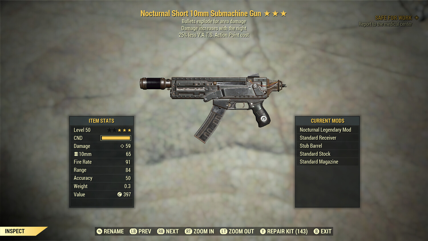 Nocturnal Explosive 25 10mm Submachine Gun
