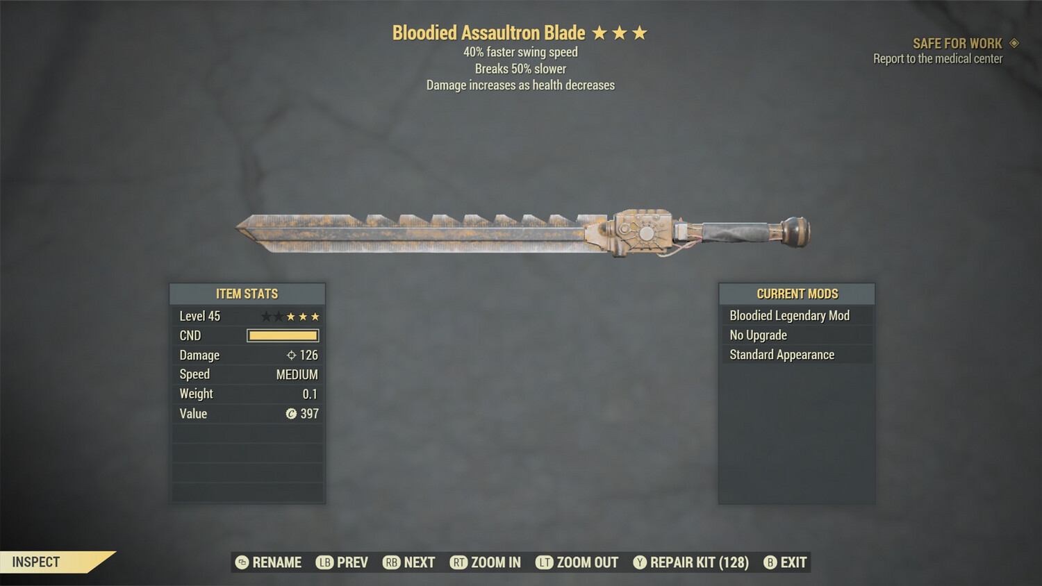 Bloodied SS/Durability Assaultron Blade