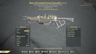 Medic 25/15 Enclave Plasma Rifle (no Flamer Mod) 