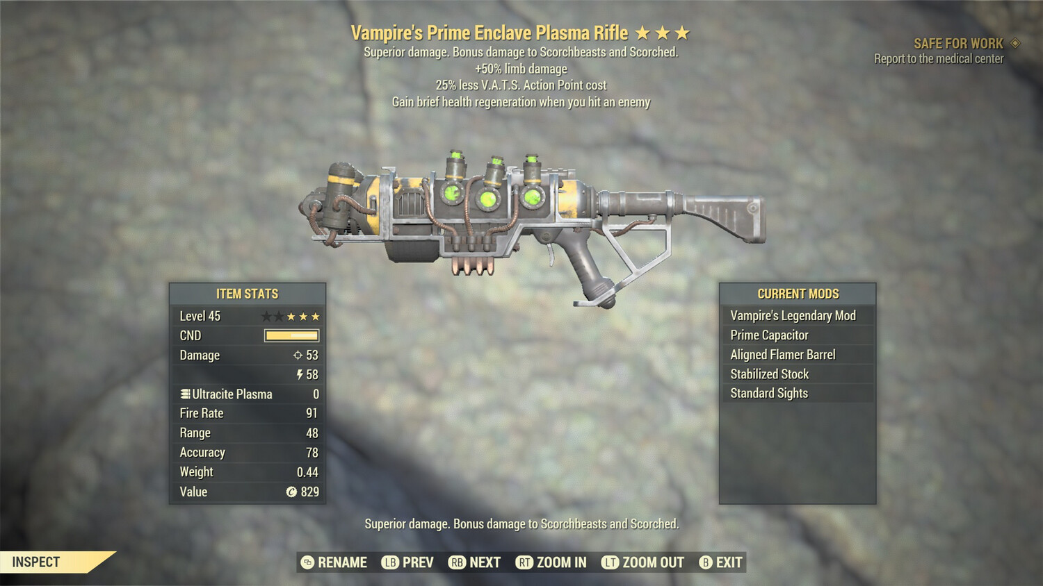 Vampire 50/25 Enclave Plasma Rifle With Flamer Barrel Mod