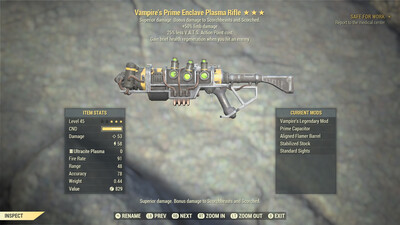 Vampire 50/25 Enclave Plasma Rifle With Flamer Barrel Mod