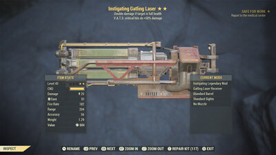 Instigating 50 Gatling Laser