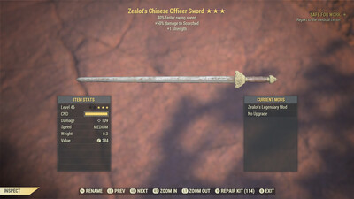 Zealots 1S/SS Chinese Officer Sword