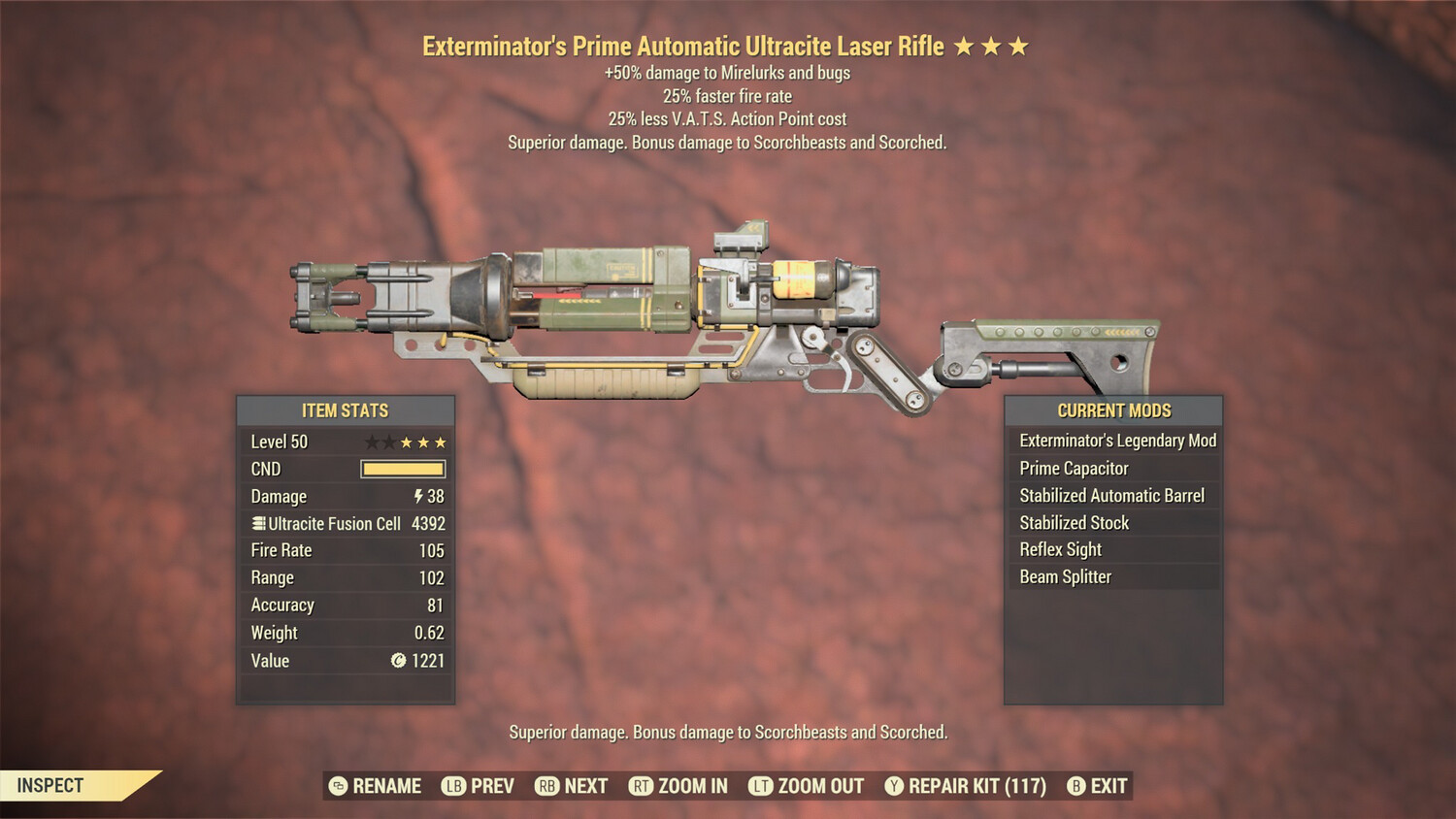 Exterminators 25/25 Ultracite Laser Rifle
