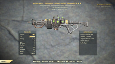 Furious 50/25 Enclave Plasma Rifle With Flamer Mod Included