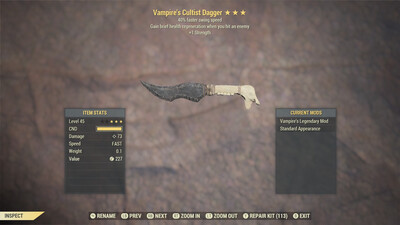 Vampire SS/1S Cultist Dagger