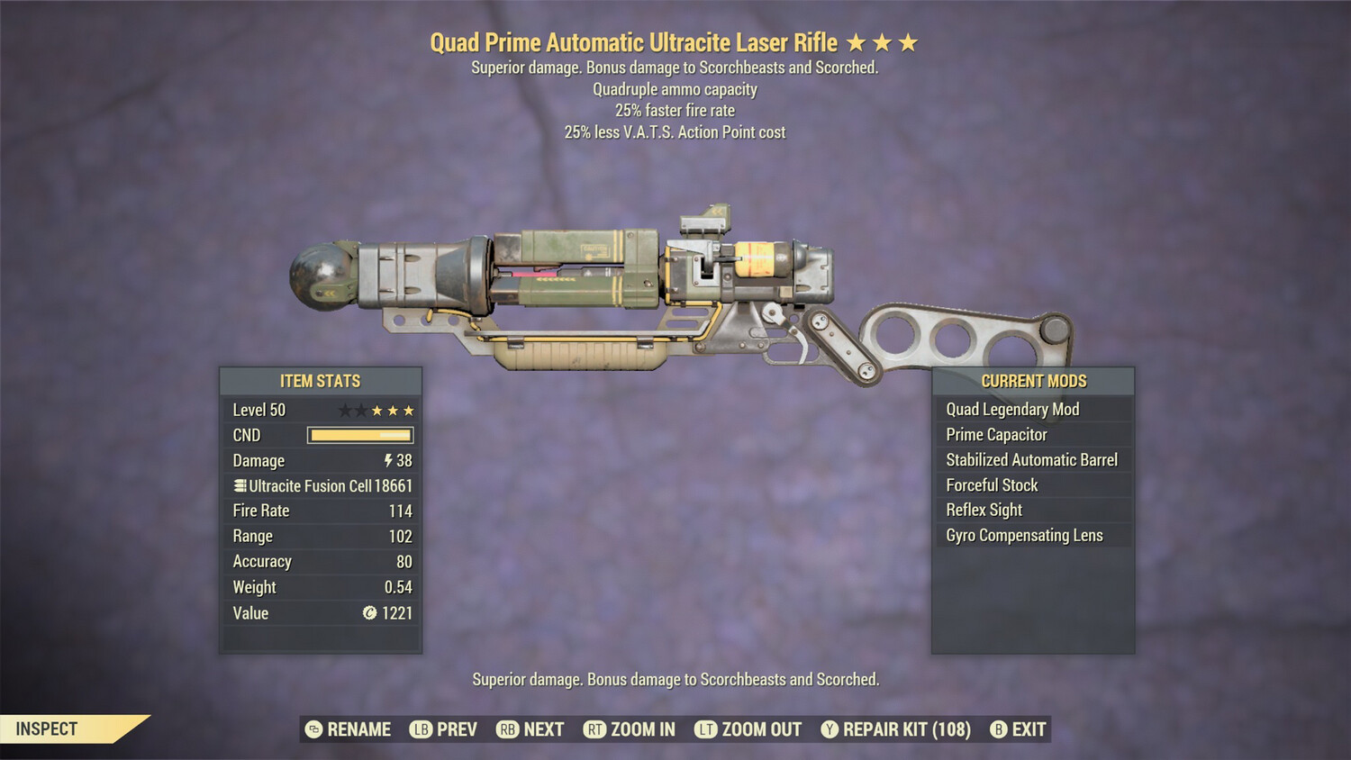 Quad 25/25 Ultracite Laser Rifle