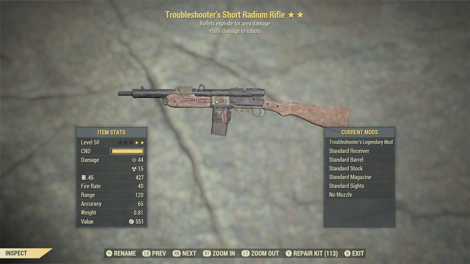 Legacy Troubleshooters Explosive Radium Rifle