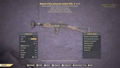 Legacy Mutant Explosive 50 Radium Rifle Very Rare