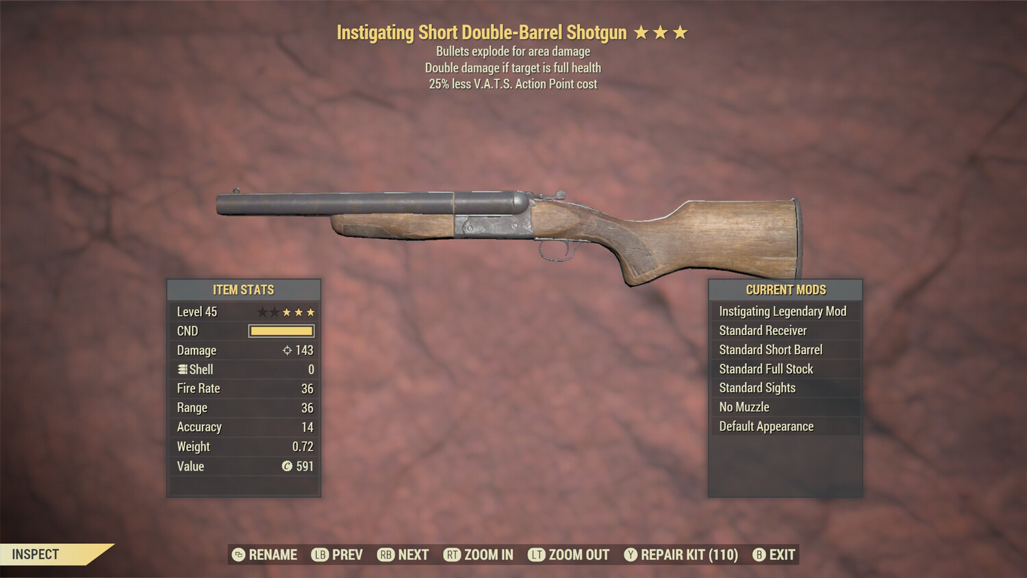 Instigating Explosive 25 Double Barrel Shotgun
