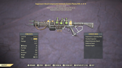 Suppressor Ap Refresh/15 Enclave Plasma Rifle
