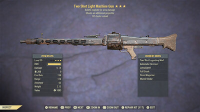 Two Shot Explosive 15r Light Machine Gun