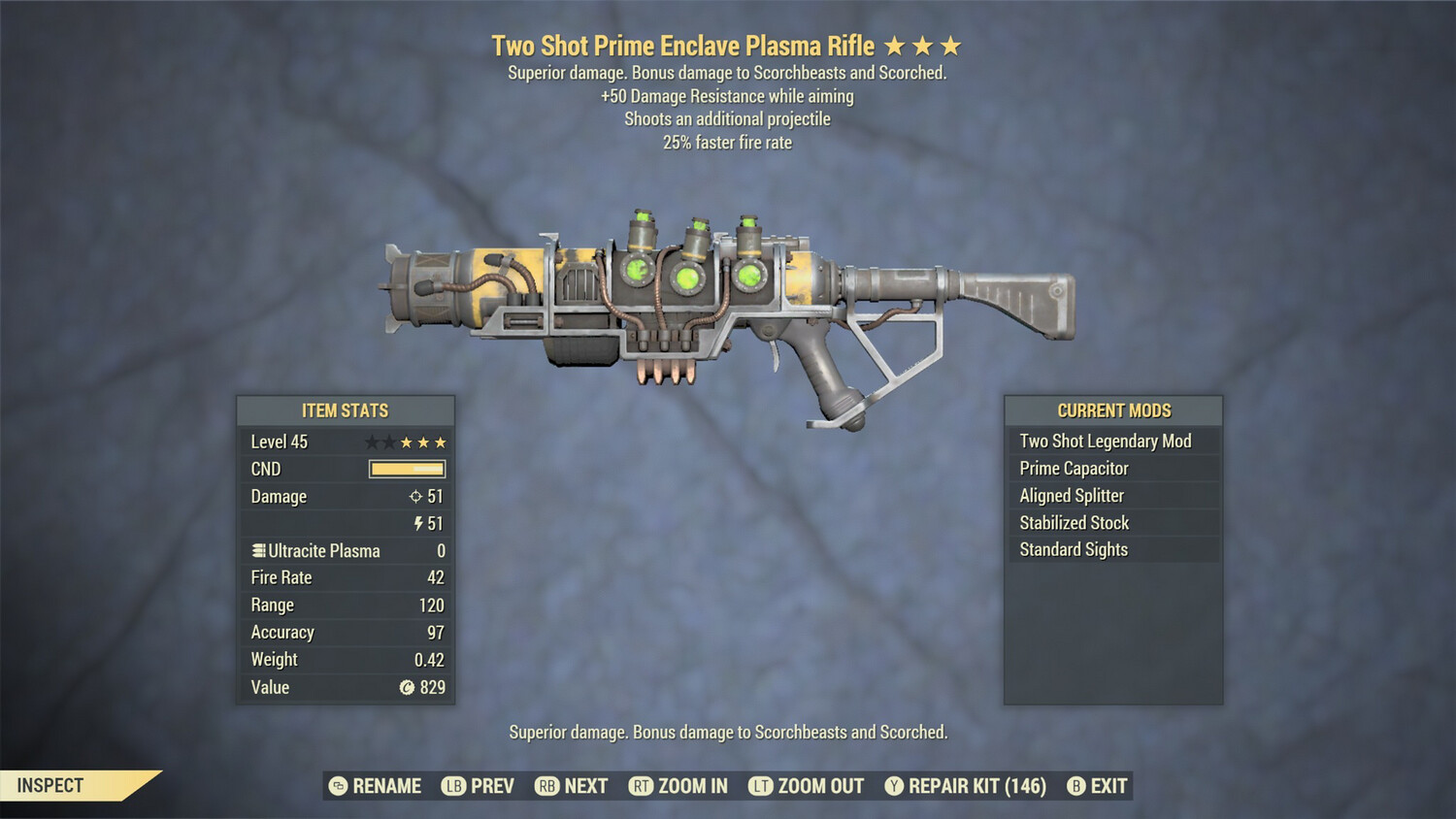 Two Shot 25/50 Enclave Plasma Rifle With Flamer Mod