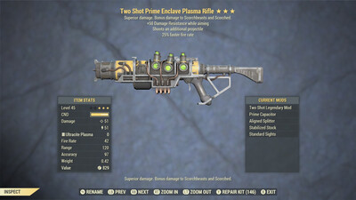 Two Shot 25/50 Enclave Plasma Rifle With Flamer Mod
