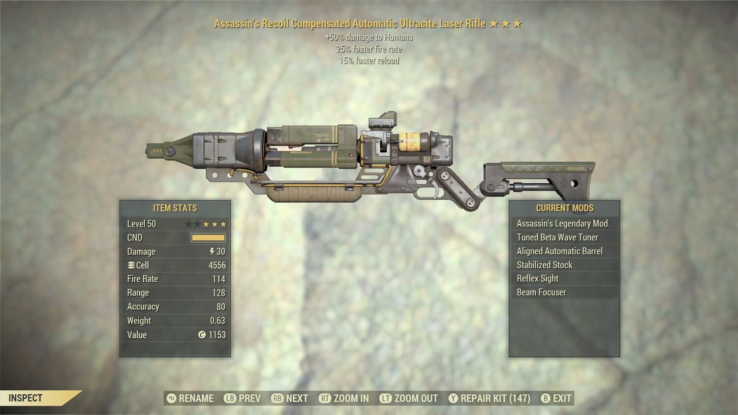 Assassins 25/15r Non Ultracite Laser Rifle