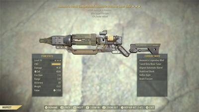 Assassins 25/15r Non Ultracite Laser Rifle