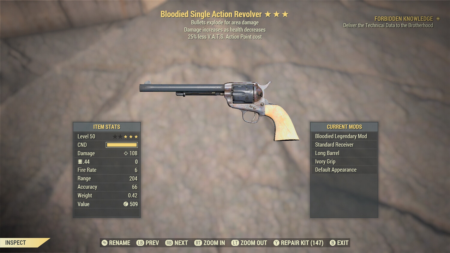 Bloodied Explosive 25 Single Action Revolver