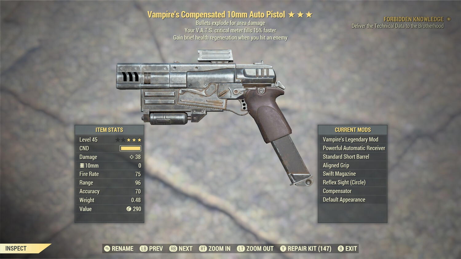 Vampire Explosive 15 10mm Pistol