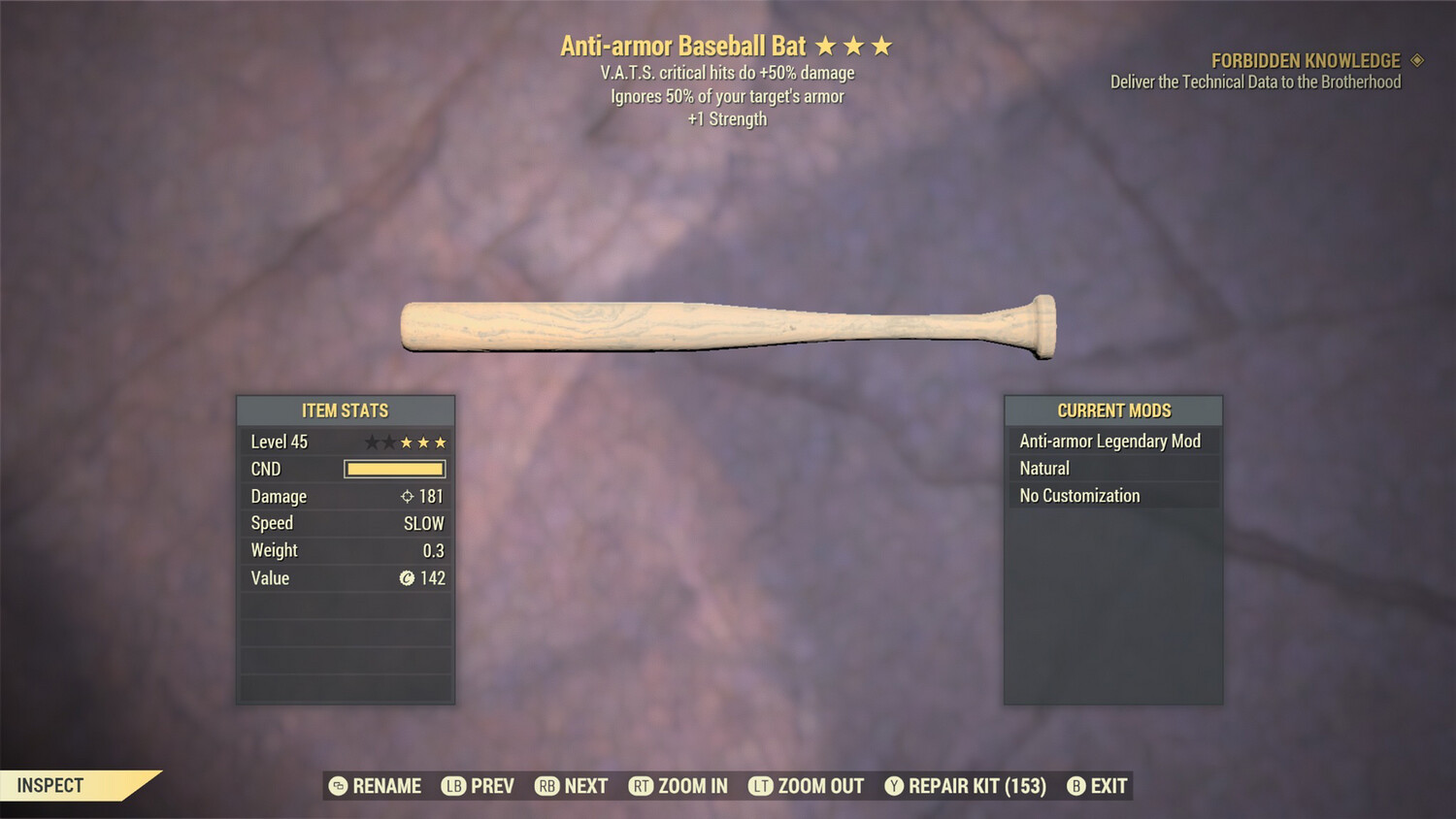 Anti Armor 50/1S Baseball Bat