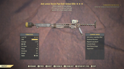 Anti Armor Explosive 25 Pipe Rifle Lvl 20