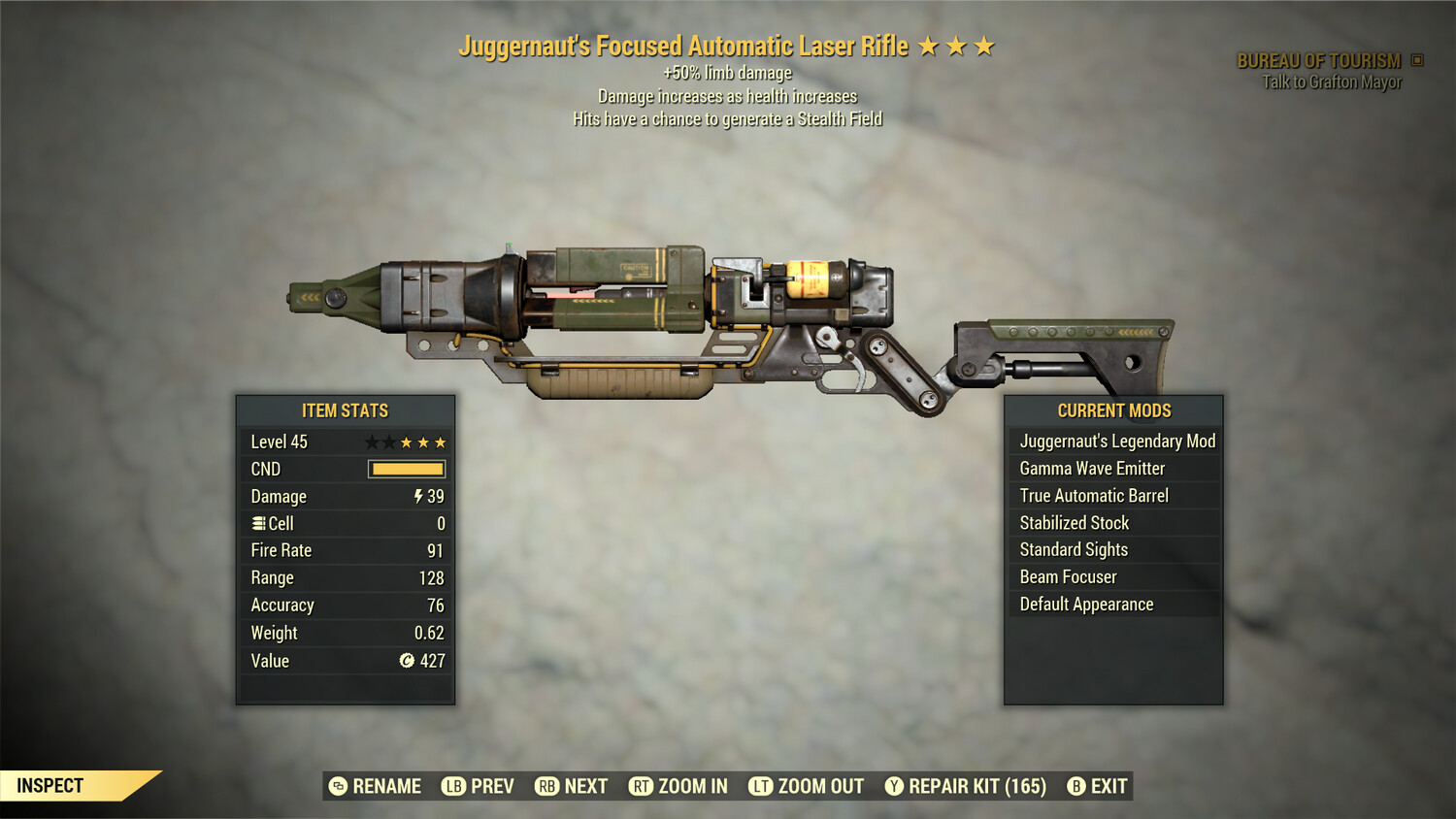 Juggernaut 50/Stealth Non Ultracite Laser Rifle