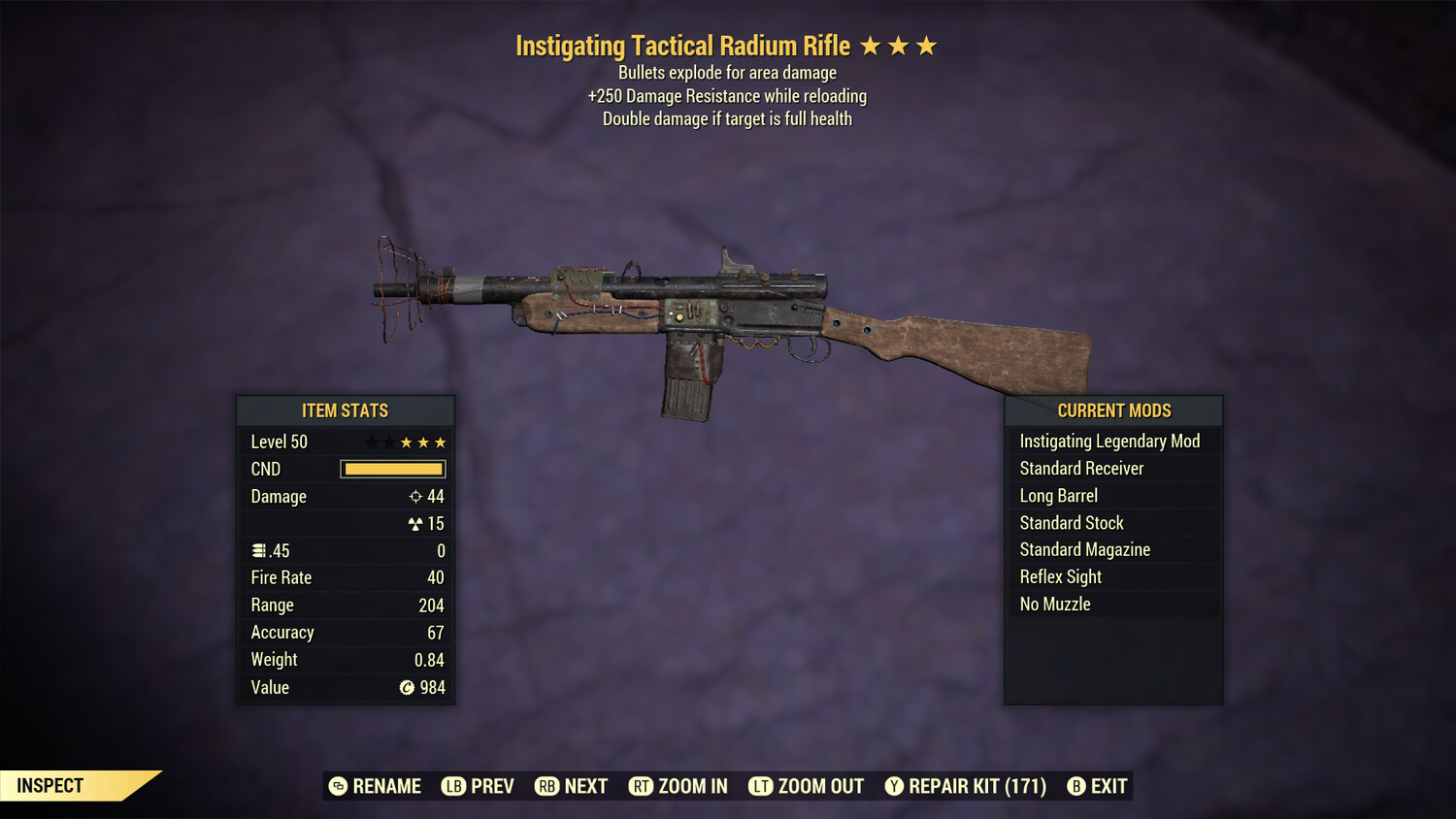 Instigating Explosive 250 Radium Rifle