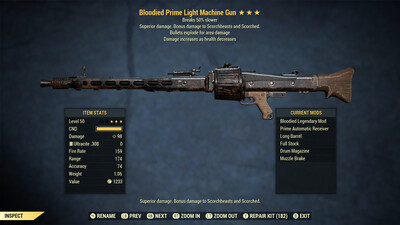 Bloodied Explosive Durability Light Machine Gun